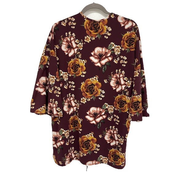 LIME&Chili Ladies‎ Open Front Floral Kimono MadeInUSA S/L Bell Sleeves Boho Chic - Picture 3 of 10